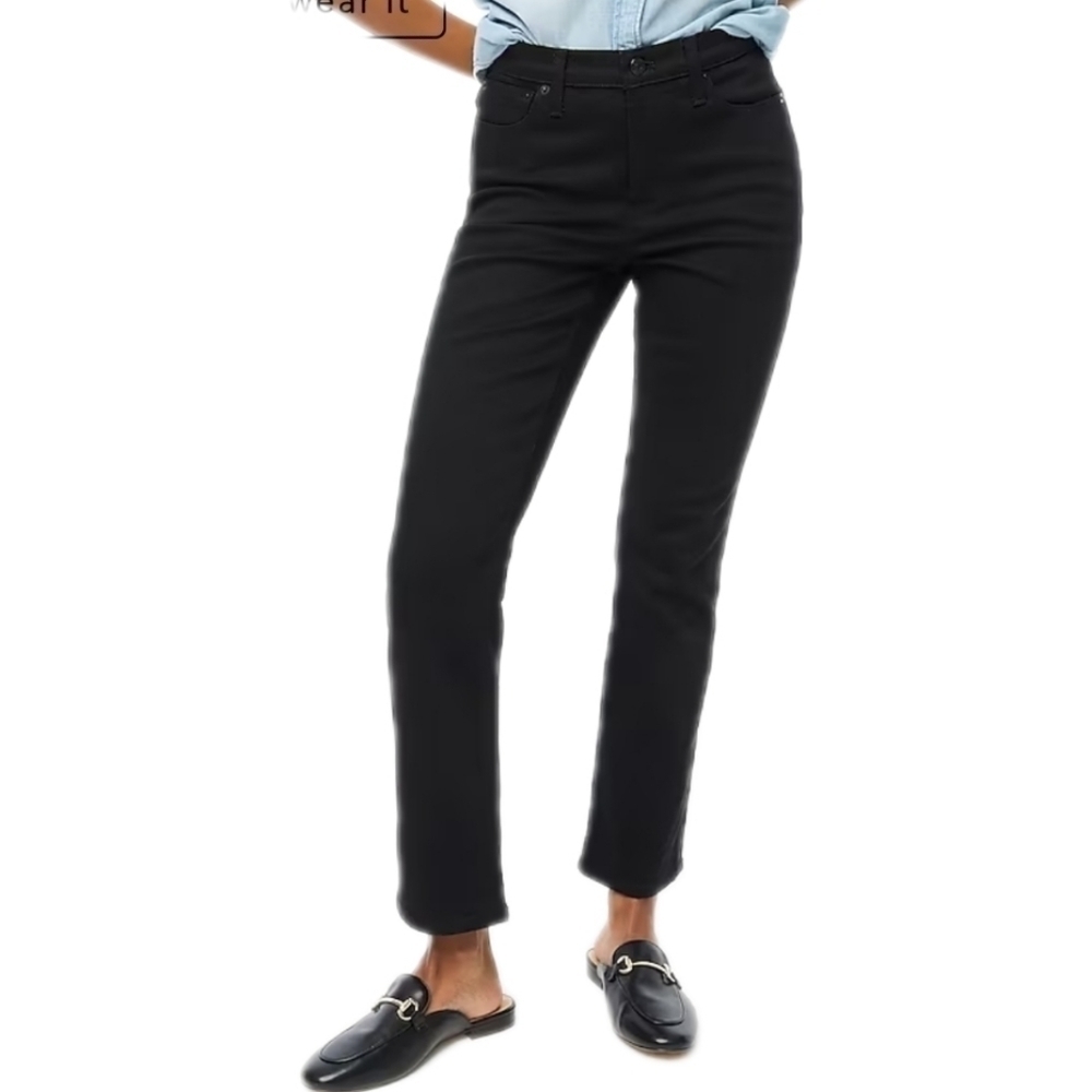 J Crew Factory Mid Rise Flare crop black jean all-day stretch size 29 NWT BT057